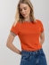 Blusa De Mangas Curtas Em Malha Com Gola Diferenciada