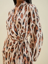 VESTIDO SOLTO DECOTE TRANSPASSADO MANGA LONGA CURTO