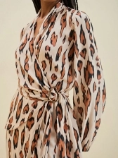 VESTIDO SOLTO DECOTE TRANSPASSADO MANGA LONGA CURTO