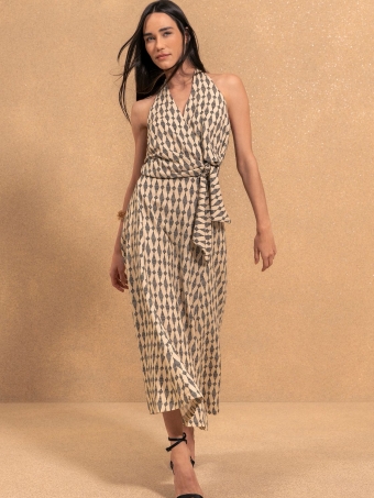 BLUSA FRENTE ÚNICA ESTAMPADA COM AMARRAÇÃO LATERAL