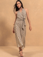 BLUSA FRENTE ÚNICA ESTAMPADA COM AMARRAÇÃO LATERAL