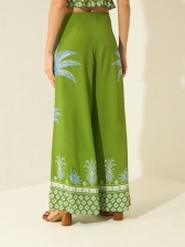 CALÇA PANTALONA DE CINTURA ALTA EM VISCOSE ESTAMPADA