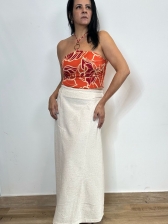 Blusa Cropped Estampada Em Viscose Com Amarração