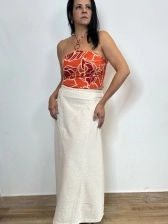 Blusa Cropped Estampada Em Viscose Com Amarração
