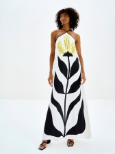 VESTIDO TECIDO POLY MAROCAIN P LENÇOS - M