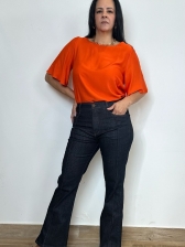 Blusa fluida com mangas amplas em viscose