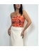 Blusa Cropped Estampada Em Viscose Com Amarração