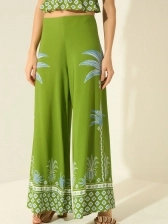 CALÇA PANTALONA DE CINTURA ALTA EM VISCOSE ESTAMPADA