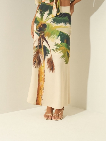 SAIA LONGA ESTAMPADA COM CINTURA ALTA