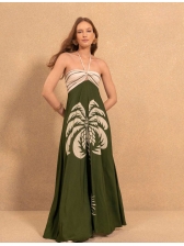 VESTIDO LONGO FLUIDO FRENTE ÚNICA COM AMARRAÇÃO E RECORTE