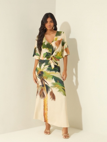 SAIA LONGA ESTAMPADA COM CINTURA ALTA