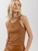 Blusa Regata De Alças Em Malha Canelada Com Strass