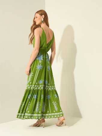VESTIDO LONGO DE ALÇAS COM AMARRAÇÕES LATERAIS