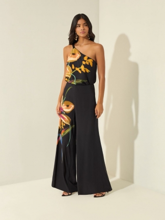 CALÇA PANTALONA ESTAMPADA COM CINTURA ALTA